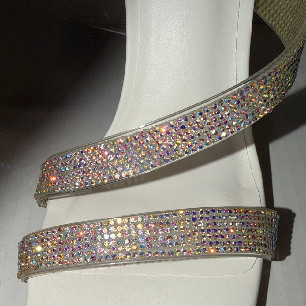 Call It Spring White Rhinestone Heels size 8.5 - Picture 5 of 12